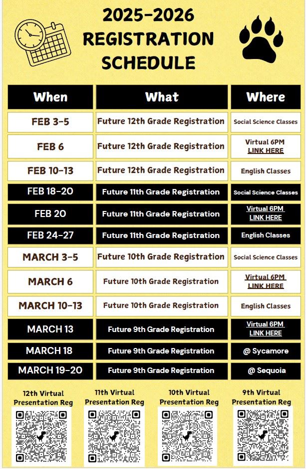  Upcoming Registration Schedule  of Events